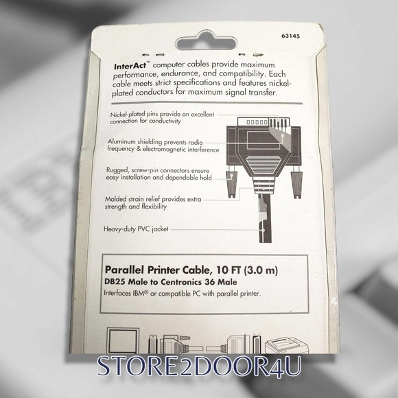 InterAct (Recoton) 10FT Parallel Printer Cable DB25 Male to Centronics 36 Male - Picture 5 of 8